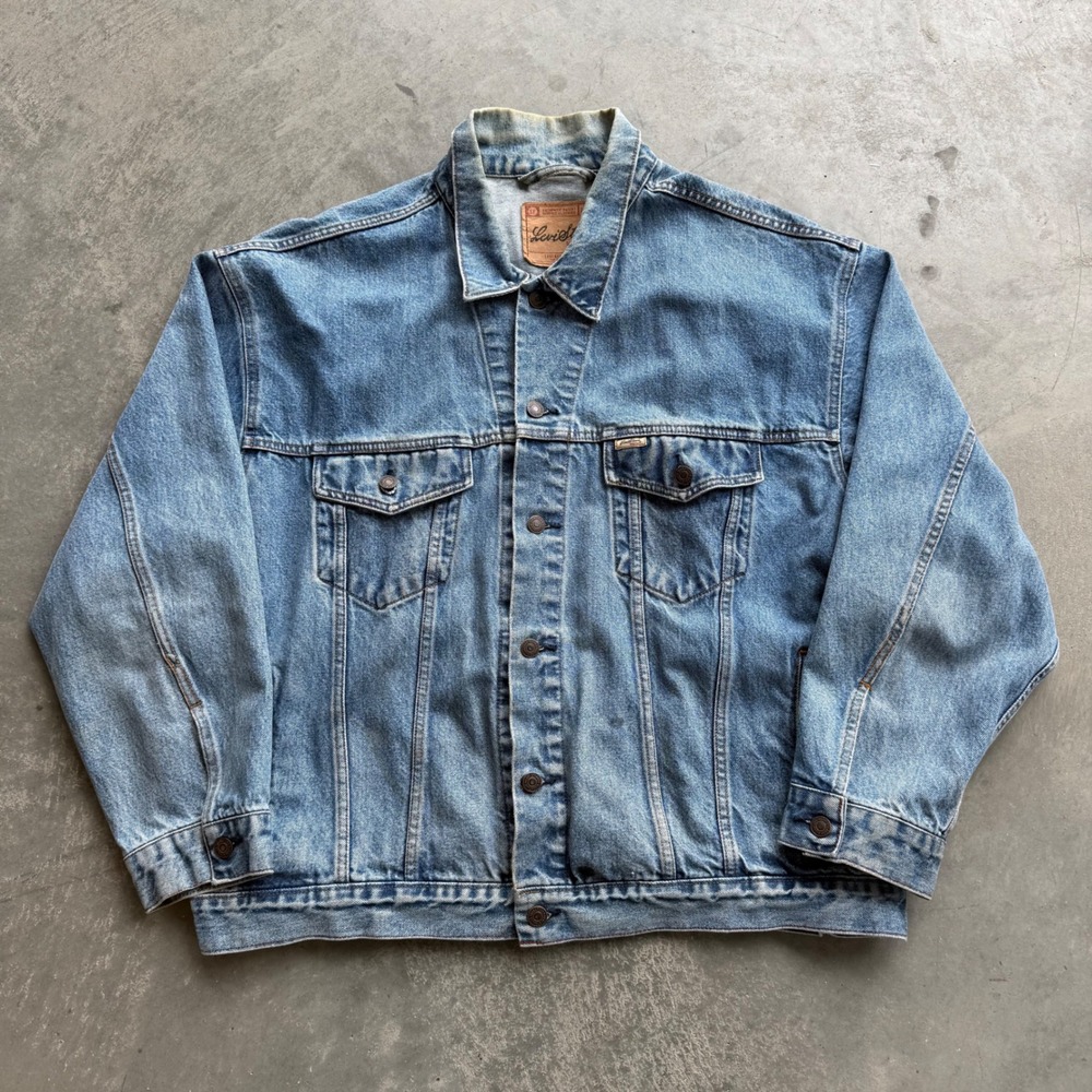 Levi Strauss Signature Mens 2XL Denim Trucker Jacket Blue Medium Wash Cotton
